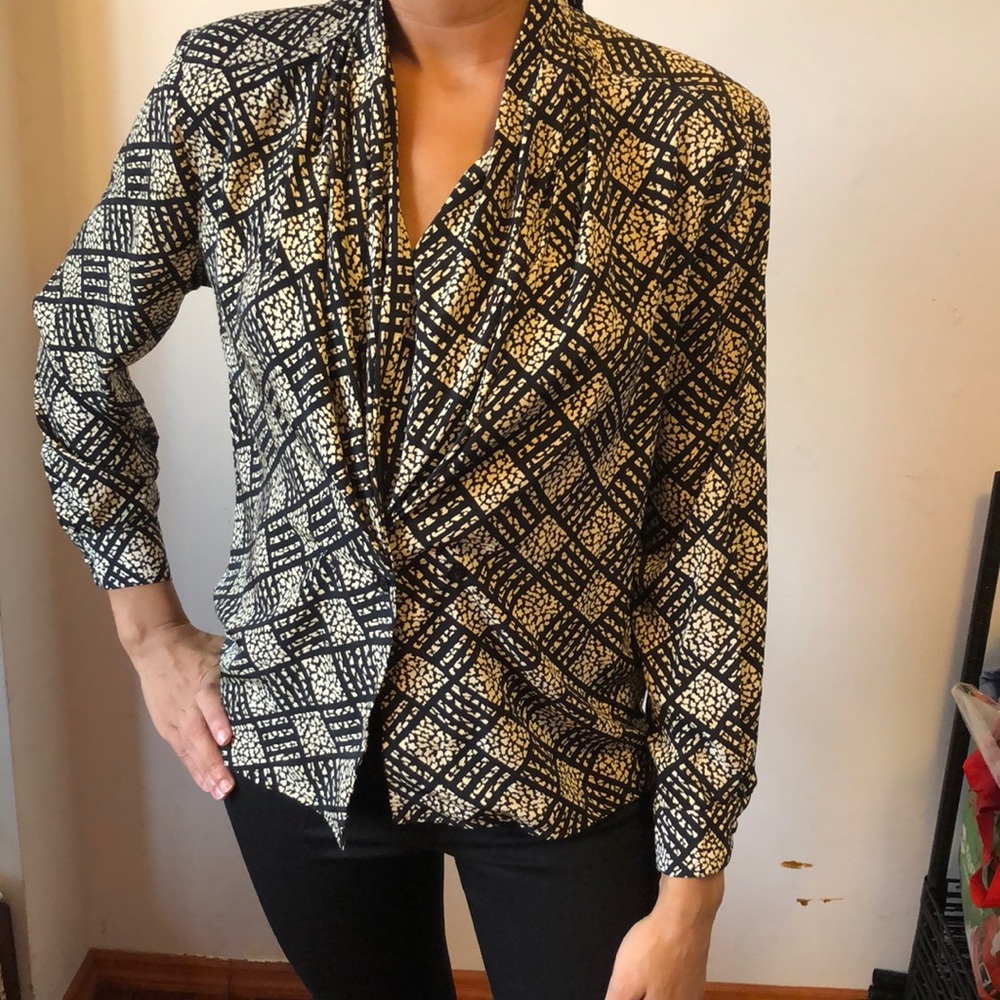 Vintage Black and Cream Blouse